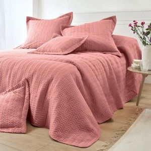 Blancheporte Prikrývka na posteľ, štýl boutis ružová obliečka na vank. 65x65cm