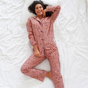 Blancheporte Flanelové pyžamo so vzorom ružová 52