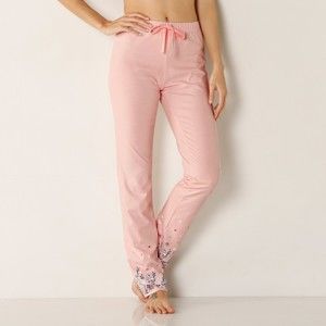 Blancheporte Pyžamové nohavice s kvetinovou potlačou ružové 50
