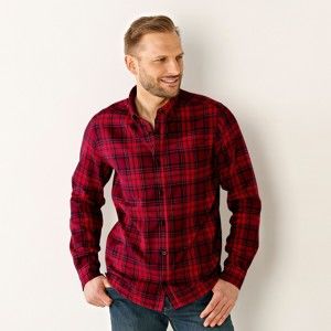 Blancheporte Kockovaná košeľa s dlhými rukávmi, čiernočervená červená/čierna 47/48