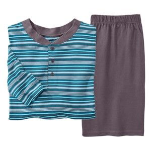 Blancheporte Pyžamo so šortkami a krátkymi rukávmi antracitová/tyrkysová 127/136 (3XL)