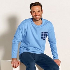 Blancheporte Pyžamové tričko s dlhými rukávmi nebeská modrá 117/126 (XXL)