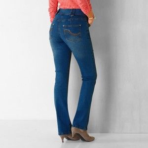 Blancheporte Rovné džínsy s vysokým pásom, pre vysokú postavu modrá džínsová 52