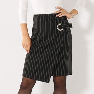 Blancheporte Puzdrová pruhovaná sukňa čierna/ražná 54
