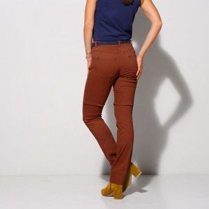 Blancheporte Strečové rovné nohavice karamelová 50