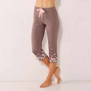 Blancheporte 3/4 pyžam. nohavice,kvetovaná potlač na spod. okraji nohavíc hnedosivá 50