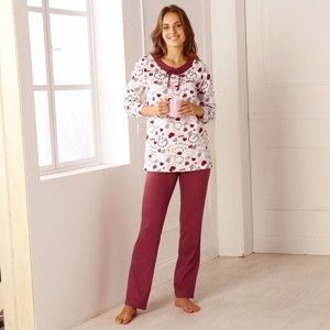 Blancheporte Bavlnené pyžamo s potlačou "srdiečok" čerešňová 50