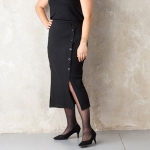 Blancheporte Polodlhá sukňa s gombíkmi čierna 54