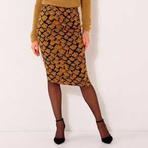 Blancheporte Rovná sukňa s potlačou čierna/medová 50