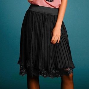Blancheporte Skladaná sukňa s čipkou čierna 50