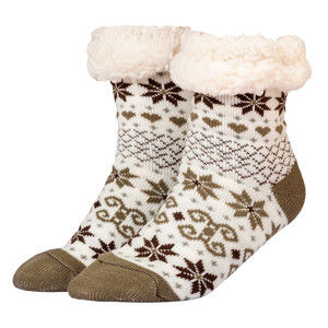 Blancheporte Zimné ponožky s baránkom s motívom vločiek hnedá 35-42