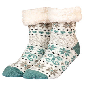 Blancheporte Zimné ponožky s baránkom s motívom vločiek tyrkysová 35-42