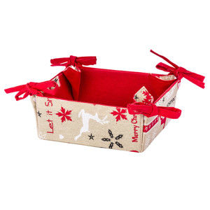Blancheporte Vianočný košík na pečivo alebo sladkosti béžová/červená 18x18x8cm