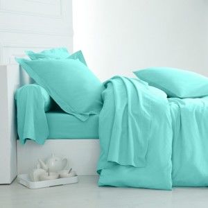 Blancheporte Jednofarebná posteľná bielizeň, polycoton zn. Colombine azurová modrá klasická plachta 240x310cm