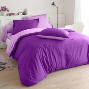 Blancheporte Dvojfarebná posteľná bielizeň, bavlna zn. Colombine purpurová/levanduľová obliečka na vank. 50x70cm+lem