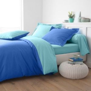 Blancheporte Dvojfarebná posteľná bielizeň, bavlna zn. Colombine oceán/blankytná modrá obliečka na vank. 63x63cm+lem