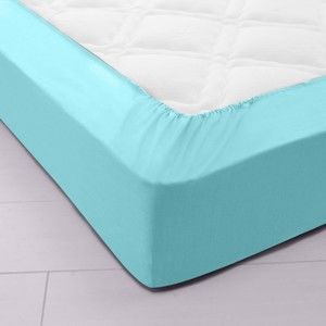 Blancheporte Jednofarebná napínacia posteľná plachta, polycoton blankytná modrá napínacia plachta 140x190cm