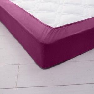Blancheporte Napínacia posteľná plachta pre vysoké matrace, flanel slivková napínacia plachta 90x190cm