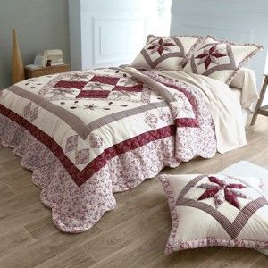 Blancheporte Prikrývka na posteľ patchwork bordó obliečka na vank. 65x65cm