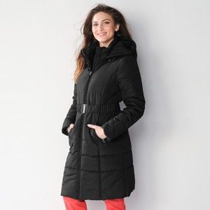 Blancheporte Prešívaná bunda na zips s opaskom, dlhá čierna 56
