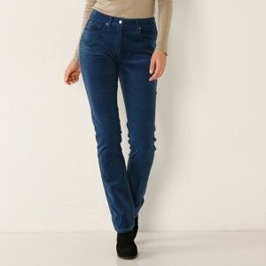 Blancheporte Rovné menčestrové nohavice modrá džínsová 46