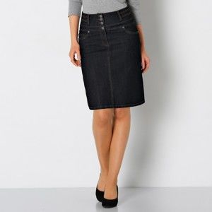 Blancheporte Džínsová sukňa s vysokým pásom čierna 48