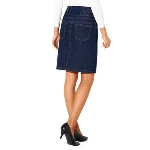 Blancheporte Džínsová sukňa s vysokým pásom tmavomodrá 50