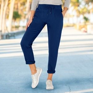 Blancheporte Meltonové nohavice modrá džínsová 50