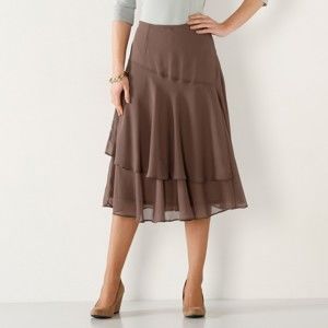 Blancheporte Volánová jednofarebná sukňa hnedosivá 40