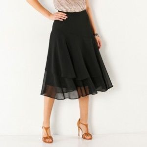 Blancheporte Volánová jednofarebná sukňa čierna 42