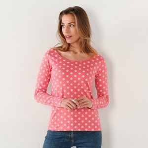 Blancheporte Bodkované tričko s dlhými rukávmi ružová/ražná 50