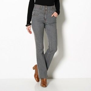Blancheporte Bootcut džínsy s vysokým pásom, nízka postava sivá 40