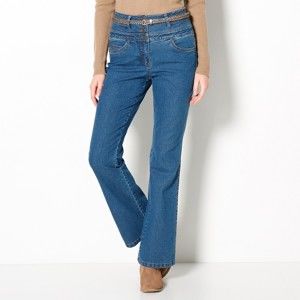 Blancheporte Bootcut džínsy s vysokým pásom, nízka postava modrá 38