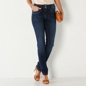 Blancheporte Rovné džínsy v oprané vzhľadu tmavomodrá 50