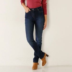 Blancheporte Rovné džínsy s vysokým pásom tmavomodrá 46