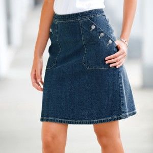 Blancheporte Džínsová sukňa s gombíkovými vreckami modrá 50