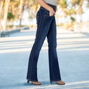 Blancheporte Tvarujúce džínsy s efektom zoštíhlenia a plochého bruška tmavomodrá 50