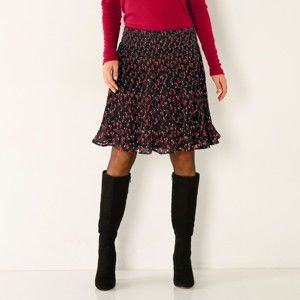 Blancheporte Plisovaná sukňa s potlačou čierna/červená 48