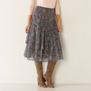 Blancheporte Volánová sukňa s potlačou bronzová/ružová 40