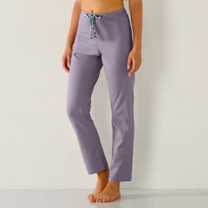 Blancheporte Jednofarebné pyžamové nohavice, mašlička, potlač kvetín sivá 42/44
