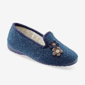Blancheporte Domáce papuče s motívom kvetín modrá indigo 38