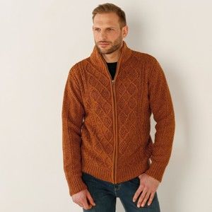 Blancheporte Írsky sveter na zips medený melír 107/116 (XL)