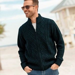 Blancheporte Írsky sveter na zips zelený melír 97/106 (L)