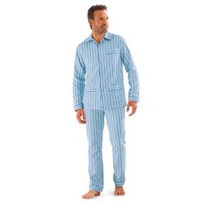 Blancheporte Klasické pyžamo, flanel modrá 117/126 (XXL)