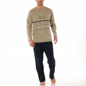 Blancheporte Pyžamo s nohavicami, jemná bavlna lipová/nám.modrá 137/146 (4XL)