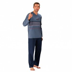 Blancheporte Pyžamo s nohavicami, jemná bavlna modrosivá/nám.modrá 137/146 (4XL)