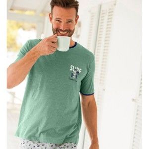 Blancheporte Pyžamové tričko s potlačou a krátkymi rukávmi zelený melír 97/106 (L)
