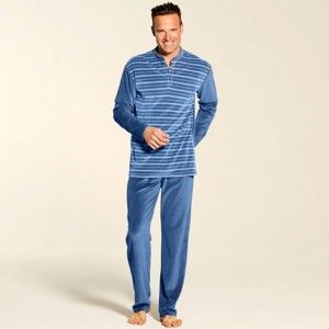 Blancheporte Velúrové pruhované pyžamo modrá 87/96 (M)