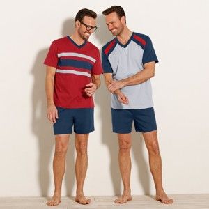 Blancheporte Pyžamo s krátkymi šortkami, sada 2 ks červená+nám.modrá 137/146 (4XL)