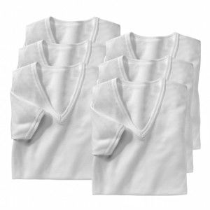Blancheporte Biele spodné tričko s výstrihom do "V", sada 6 ks biela 117/124 (3XL)